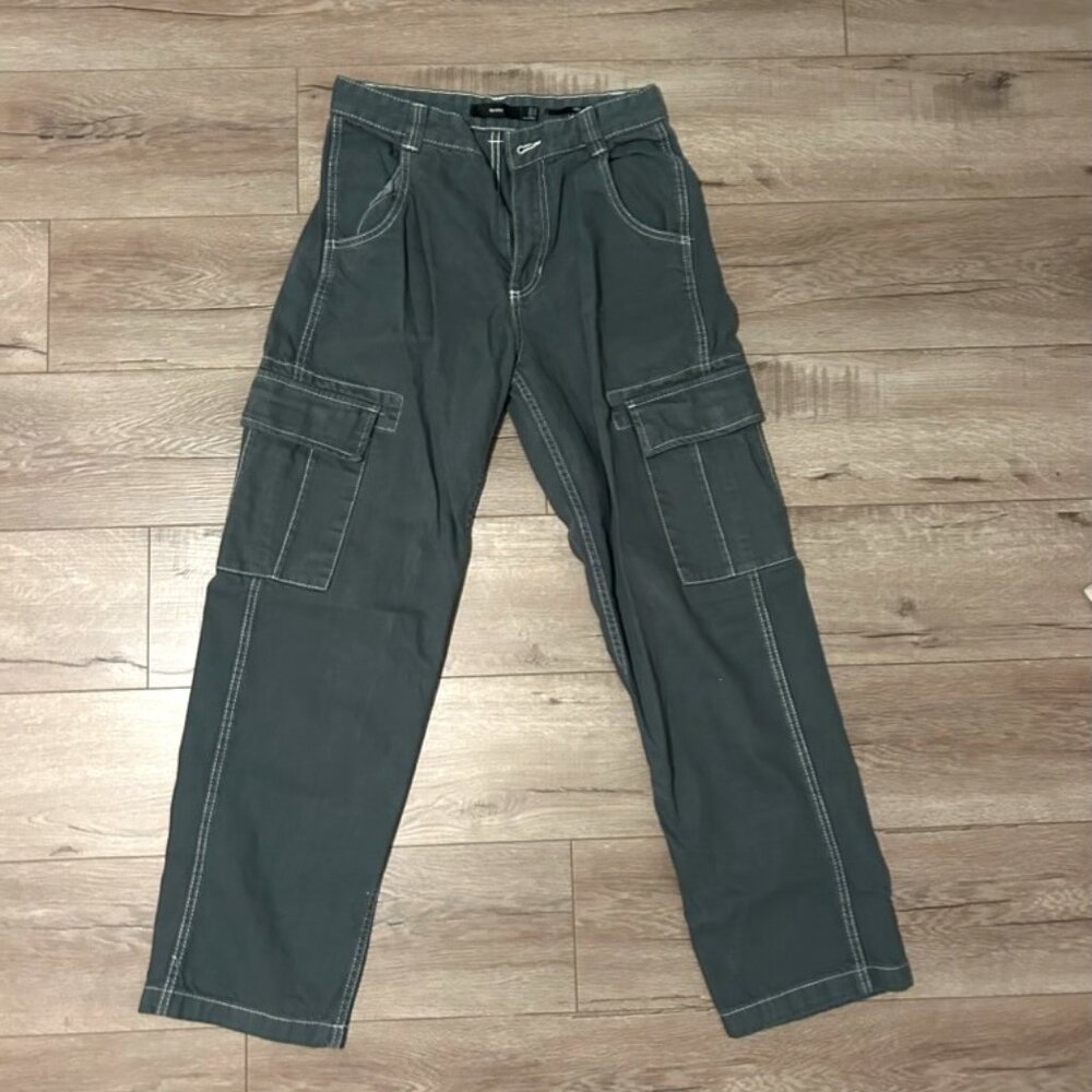 Bershka Green Wide Leg Cargos (Size 29)